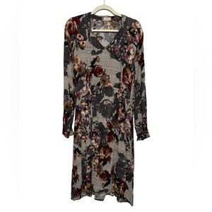 Orange Creek Moody Fall Floral Long Modest Midi Dress Women’s‎ Size Large